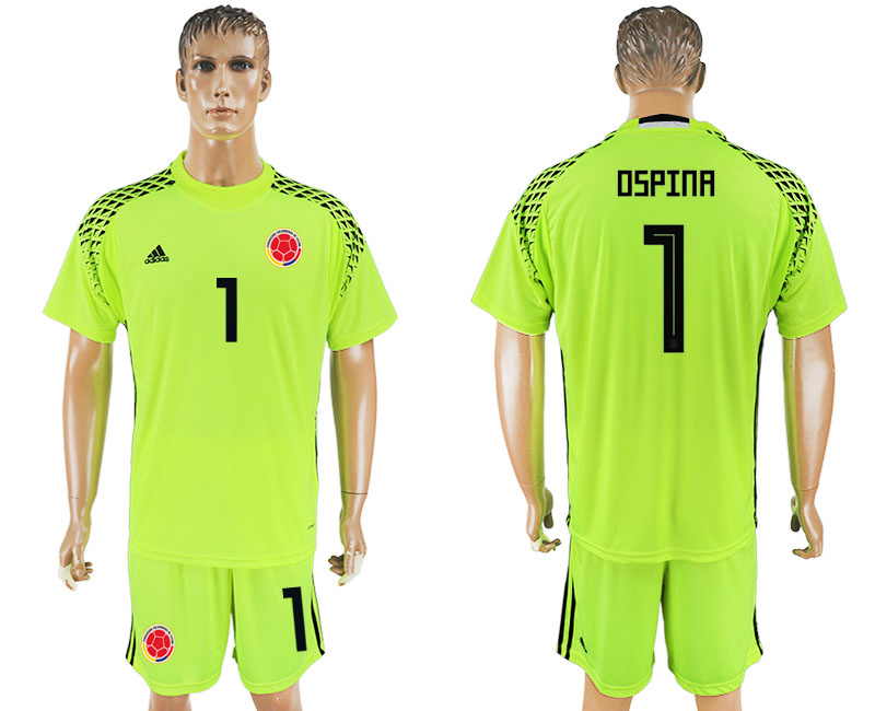 Colombia 1 OSPINA Fluorescent Green Goalkeeper 2018 FIFA World Cup Soccer Jersey