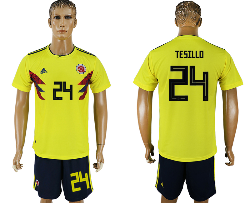 Colombia 24 TESILLO Home 2018 FIFA World Cup Soccer Jersey - Click Image to Close
