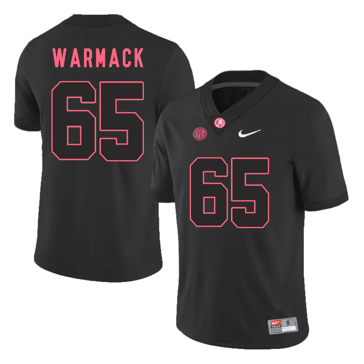 Alabama Crimson Tide 65 Chance Warmack Black College Football Jersey - Click Image to Close