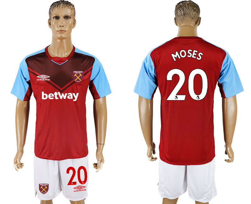 2017-18 West Ham United 20 MOSES Home Soccer Jersey
