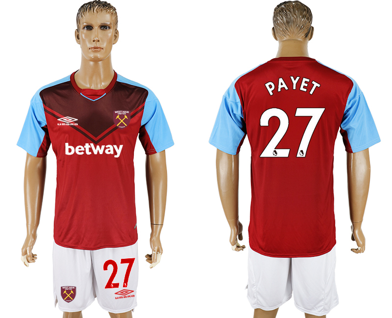 2017-18 West Ham United 27 PAYET Home Soccer Jersey