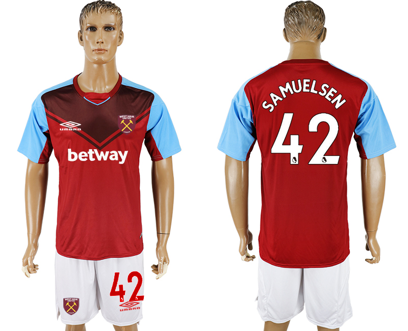 2017-18 West Ham United 42 SAMUELSEN Home Soccer Jersey 2017-18 West Ham United 42 SAMUELSEN Home Soccer Jersey