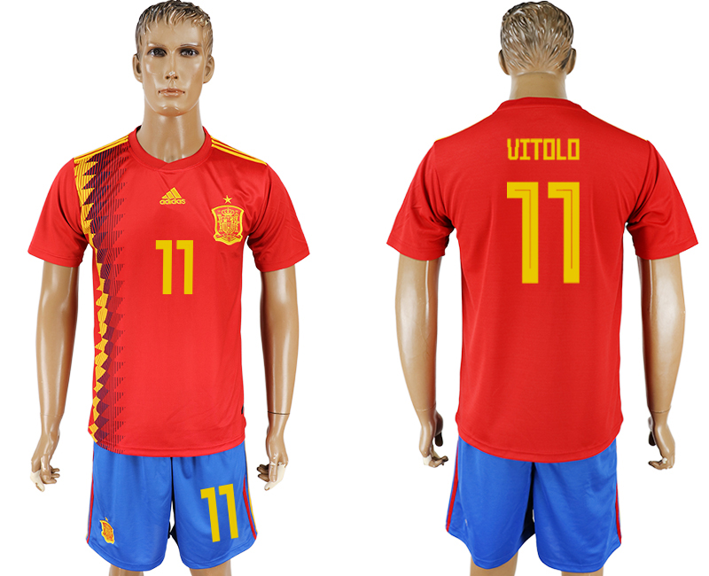 Spain 11 VITOLO Home 2018 FIFA World Cup Soccer Jersey