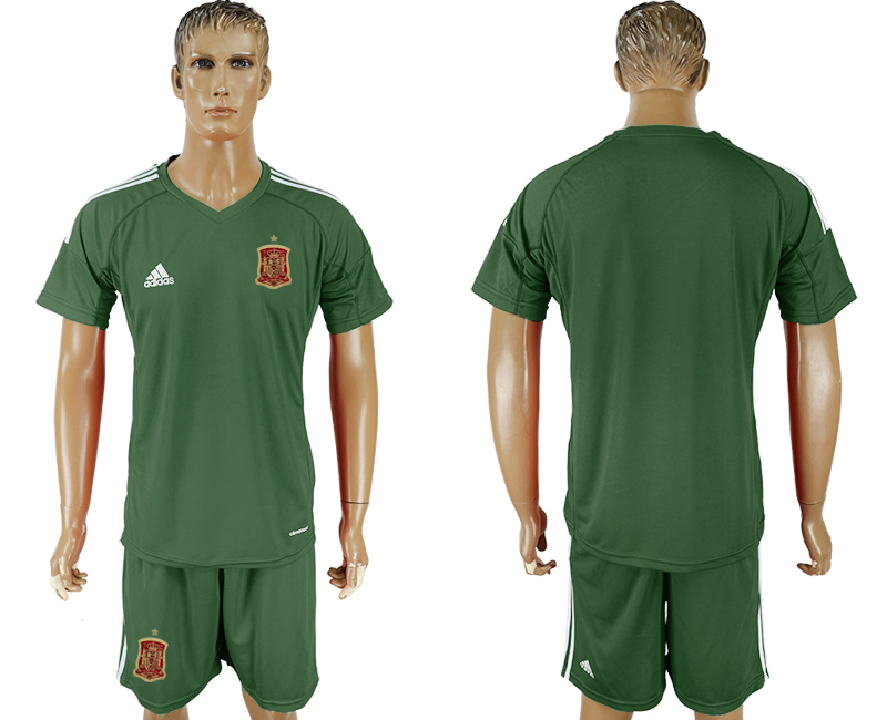 Spain Military Green Goalkeeper 2018 FIFA World Cup Soccer Jersey - Click Image to Close