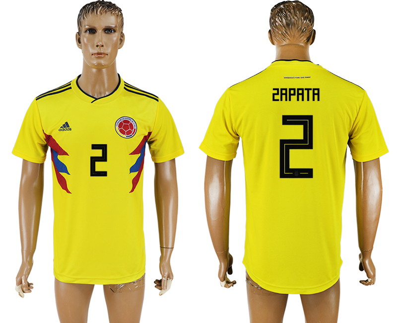 Colombia 2 ZAPATA Home 2018 FIFA World Cup Thailand Soccer Jersey - Click Image to Close