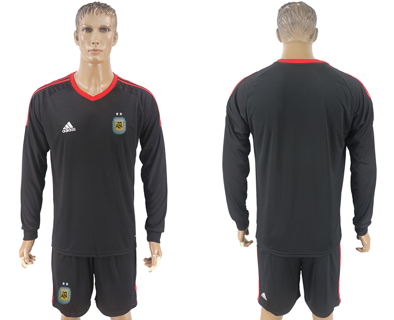 Argentina Black Long Sleeve Goalkeeper 2018 FIFA World Cup Soccer Jersey