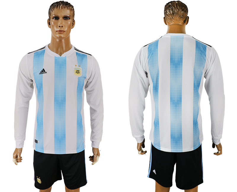 Argentina Home Long Sleeve 2018 FIFA World Cup Soccer Jersey