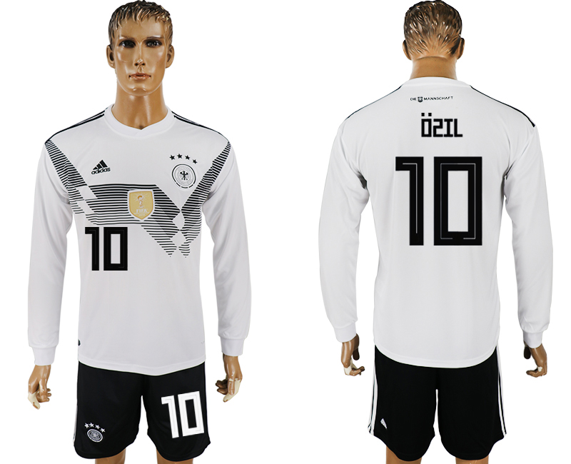 Germany 10 OZIL Home Long Sleeve 2018 FIFA World Cup Soccer Jersey