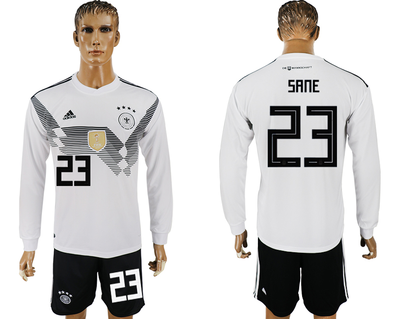 Germany 23 SANE Home Long Sleeve 2018 FIFA World Cup Soccer Jersey