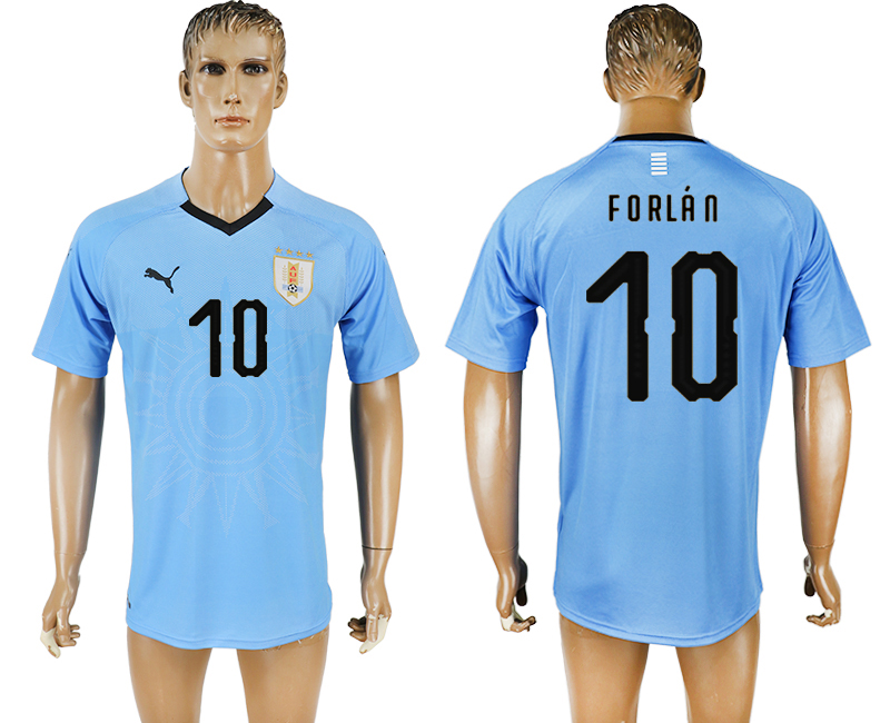 Uruguay 10 FORLAN Home 2018 FIFA World Cup Thailand Soccer Jersey
