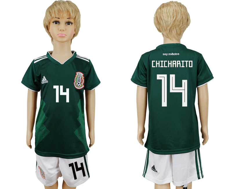 Mexico 14 CHICHARITO Home Youth 2018 FIFA World Cup Soccer Jersey