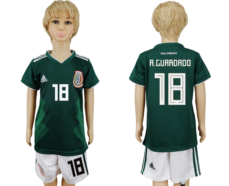 Mexico 18 A.GUARDADO Home Youth 2018 FIFA World Cup Soccer Jersey