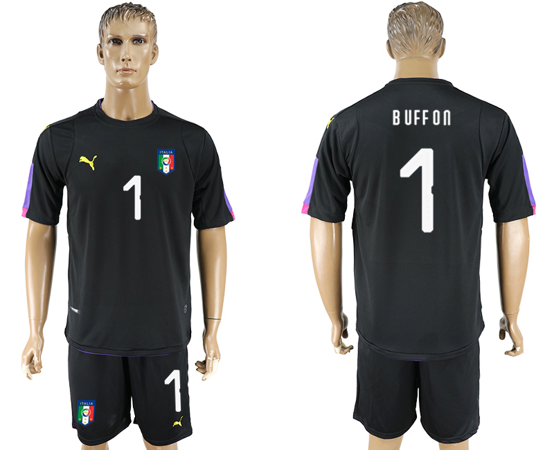 2017-18 Italy 1 BUFFON Black Goalkeeper Soccer Jersey