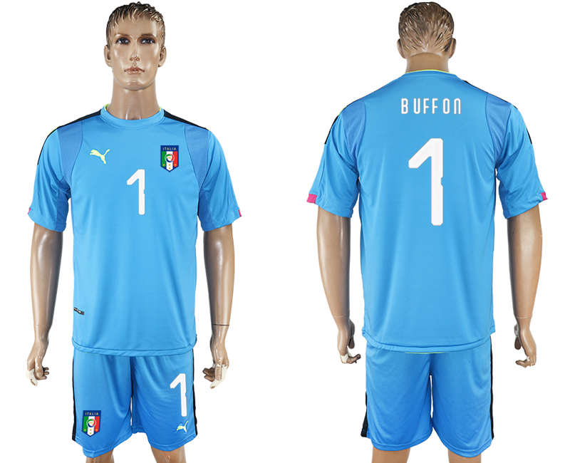 2017-18 Italy 1 BUFFON Lake Blue Goalkeeper Soccer Jersey 2017-18 Italy 1 BUFFON Lake Blue Goalkeeper Soccer Jersey