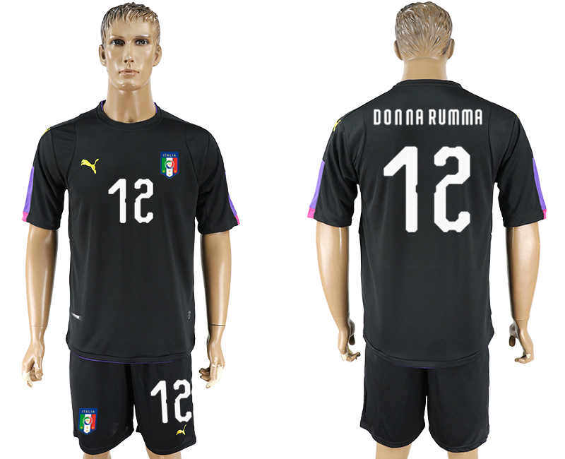 2017-18 Italy 12 DONNA RUMMA Black Goalkeeper Soccer Jersey
