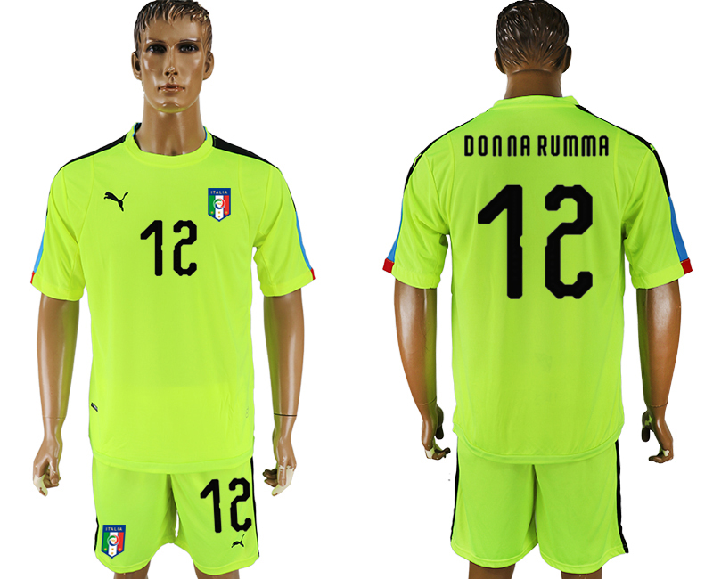 2017-18 Italy 12 DONNA RUMMA Fluorescent Green Goalkeeper Soccer Jersey