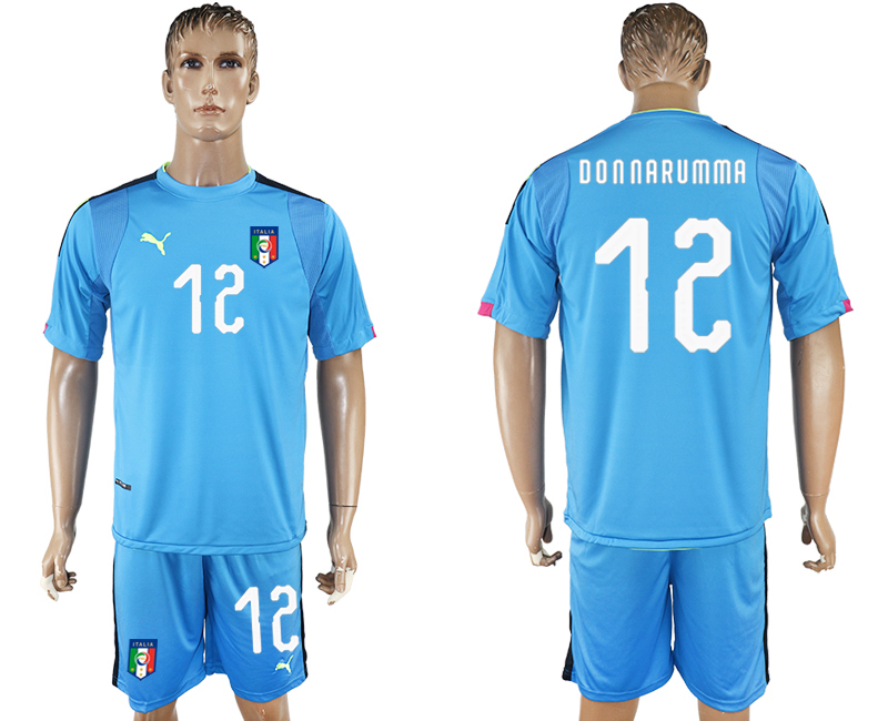 2017-18 Italy 12 DONNA RUMMA Lake Blue Goalkeeper Soccer Jersey