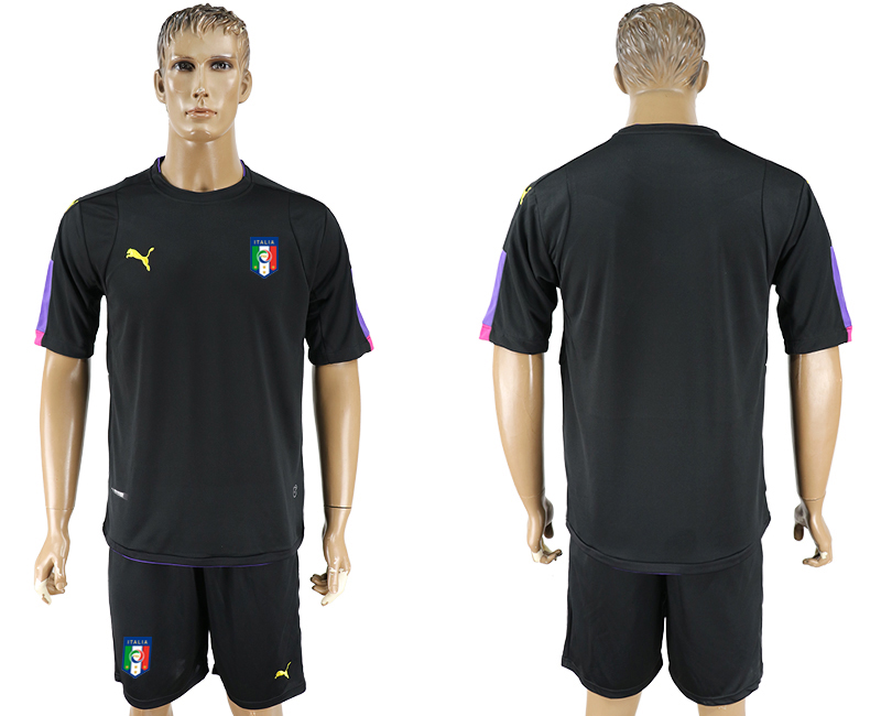 2017-18 Italy Black Goalkeeper Soccer Jersey