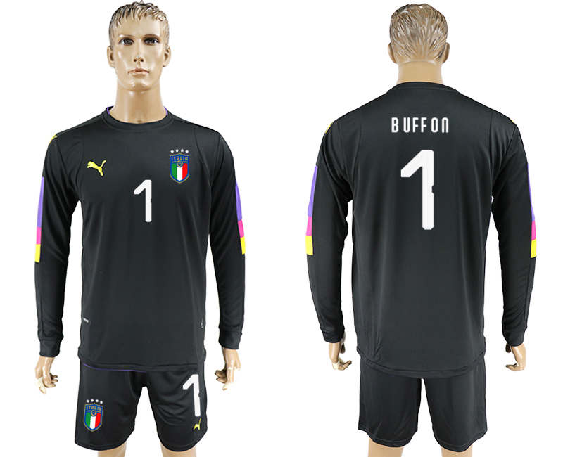 2017-18 Italy 1 BUFFON Black Long Sleeve Goalkeeper Soccer Jersey
