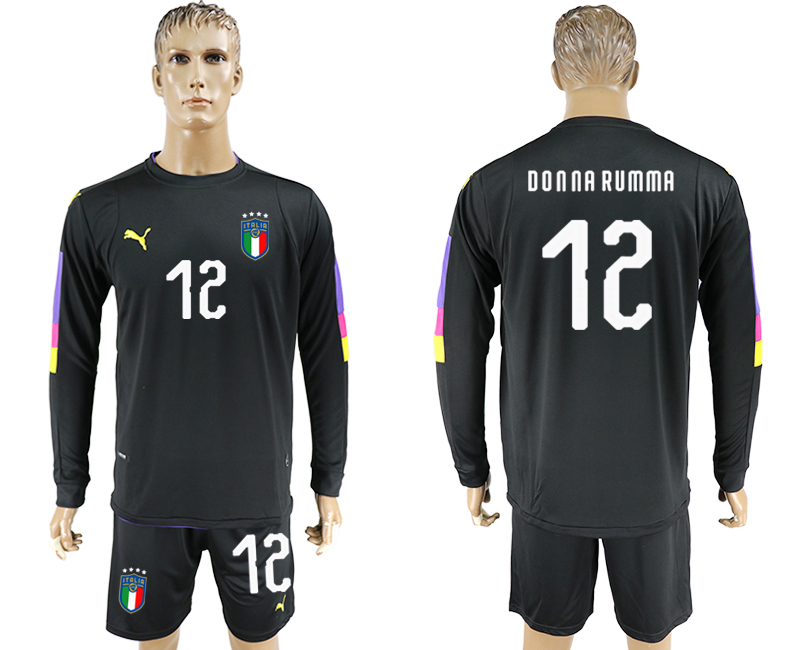 2017-18 Italy 12 DONNA RUMMA Black Long Sleeve Goalkeeper Soccer Jersey