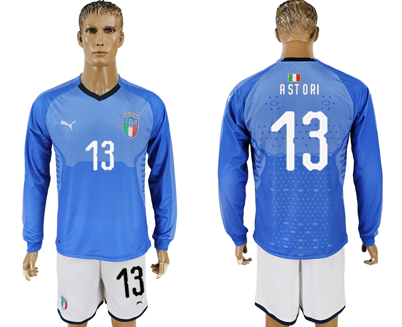 2017-18 Italy 13 ASTORI Home Long Sleeve Soccer Jersey