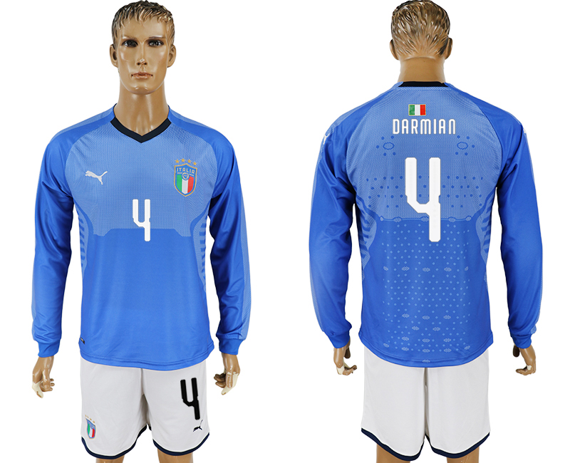 2017-18 Italy 4 DARMIAN Home Long Sleeve Soccer Jersey