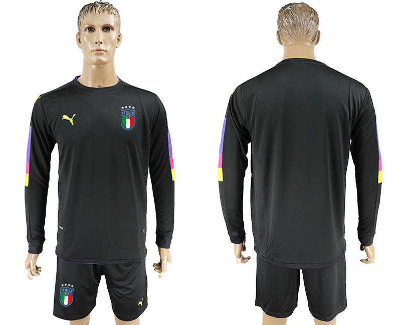 2017-18 Italy Black Long Sleeve Goalkeeper Soccer Jersey