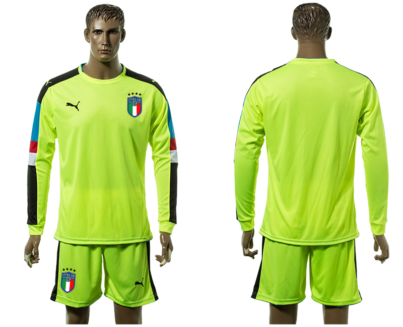 2017-18 Italy Fluorescent Green Long Sleeve Goalkeeper Soccer Jersey