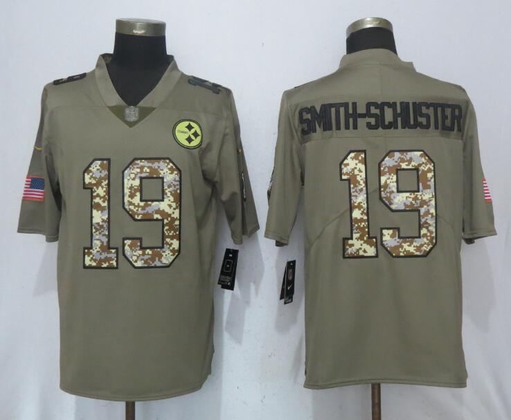 Nike Steelers 19 JuJu Smith-Schuster Olive Camo Salute To Service Limited Jersey