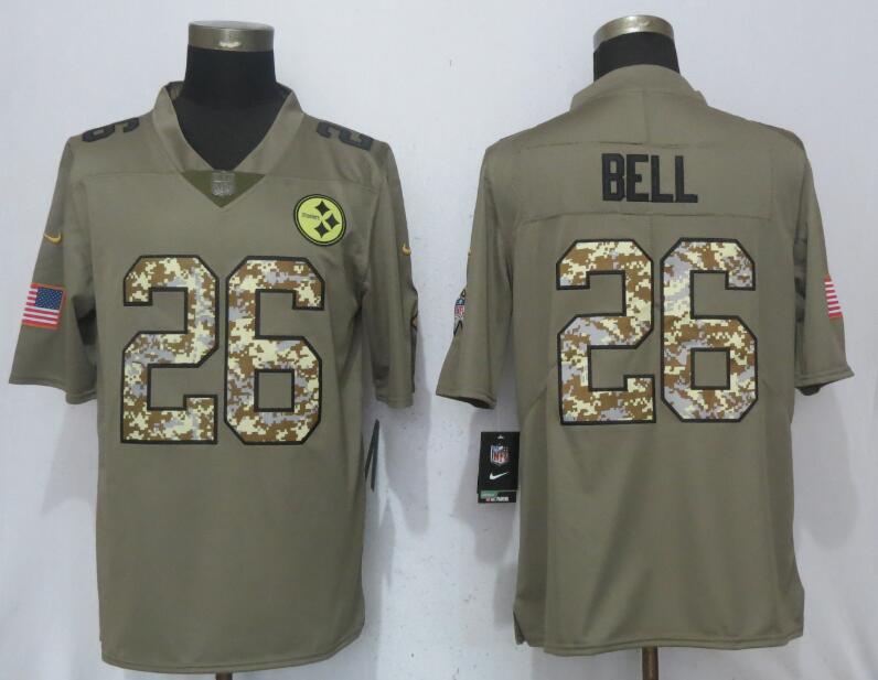 Nike Steelers 26 Le'Veon Bell Olive Camo Salute To Service Limited Jersey