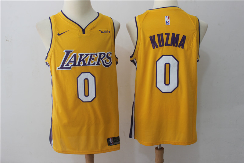 Lakers 0 Kyle Kuzma Yellow Nike Swingman Jersey