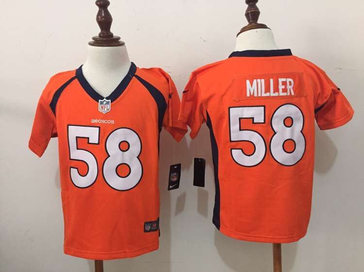 Nike Broncos 58 Von Miller Orange Toddler Game Jersey