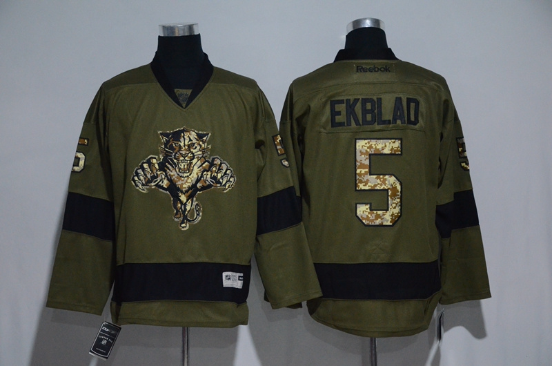 Panthers 5 Aaron Ekblad Olive Green Salute to Service Reebok Jersey