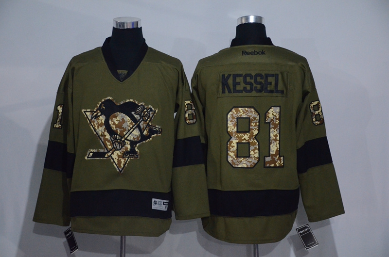 Penguins 81 Phil Kessel Olive Green Salute to Service Reebok Jersey