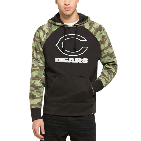 Chicago Bears Fresh Logo Black With Camo Men's Pullover Hoodie