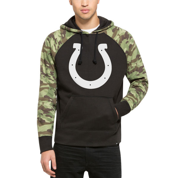 Indianapolis Colts Fresh Logo Black With Camo Men's Pullover Hoodie