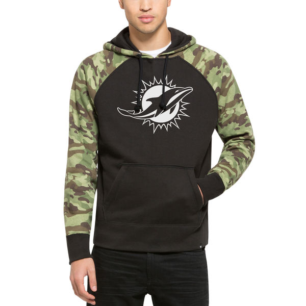 Miami Dolphins Fresh Logo Black With Camo Men's Pullover Hoodie