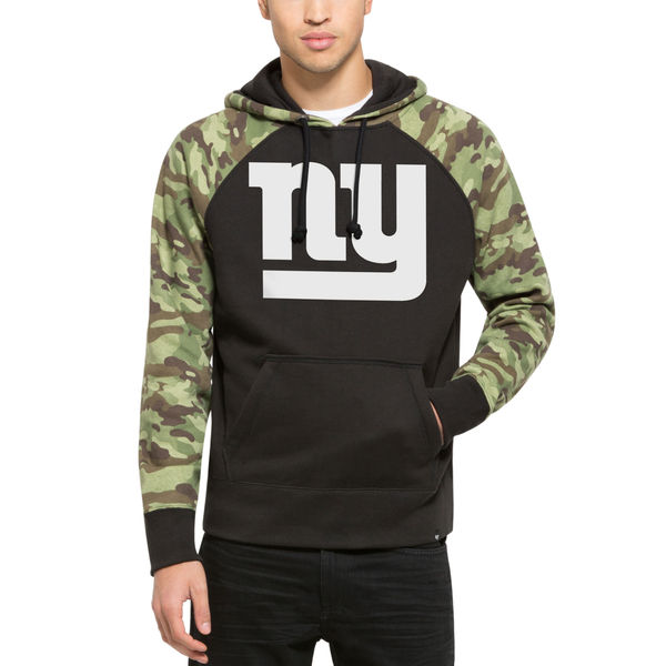 New York Giants Fresh Logo Black With Camo Men's Pullover Hoodie