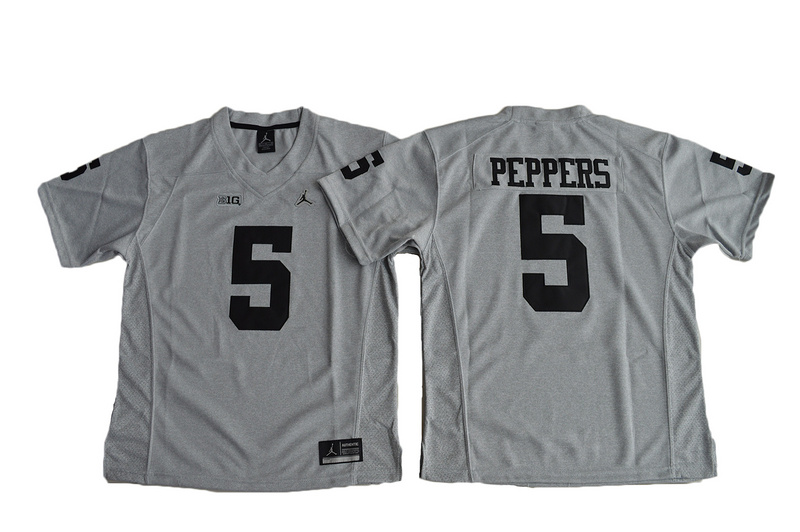 Michigan Wolverines 5 Jabrill Peppers Gray Gridiron II College Jersey