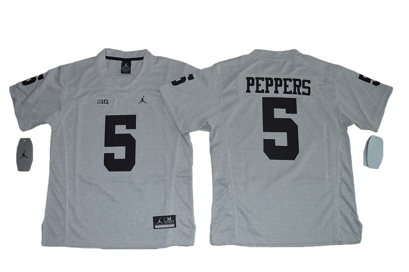 Michigan Wolverines 5 Jabrill Peppers Gray Gridiron II Youth College Jersey