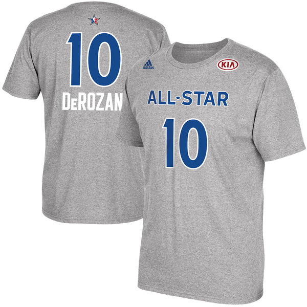 Men's DeMar DeRozan adidas Gray 2017 All-Star Game Name & Number T-Shirt - Click Image to Close