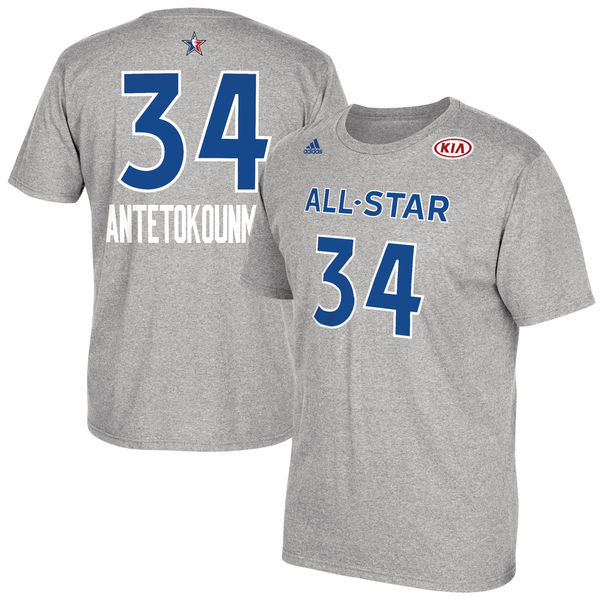 Men's Giannis Antetokounmpo adidas Gray 2017 All-Star Game Name & Number T-Shirt