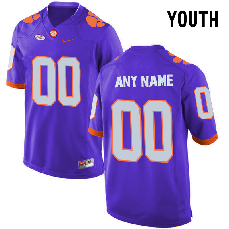 Clemson Tigers Purple Youth Customized College Jersey
