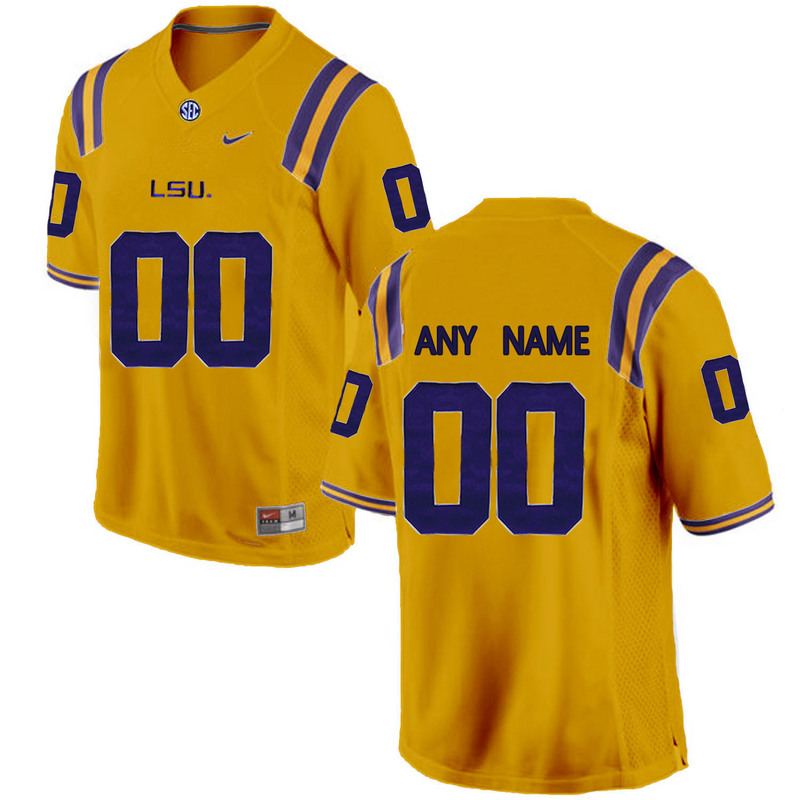 LSU Tigers Yellow 2016 SEC Men's Customized College Jersey