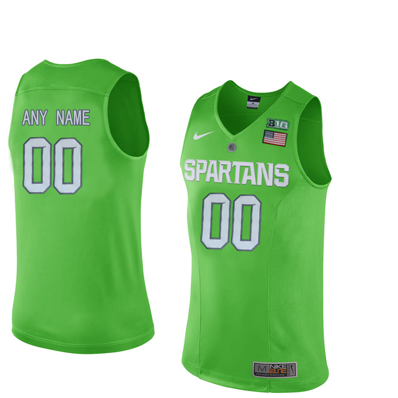 Michigan State Spartans Fluorescent Green Men's Customized College Basketball Jersey