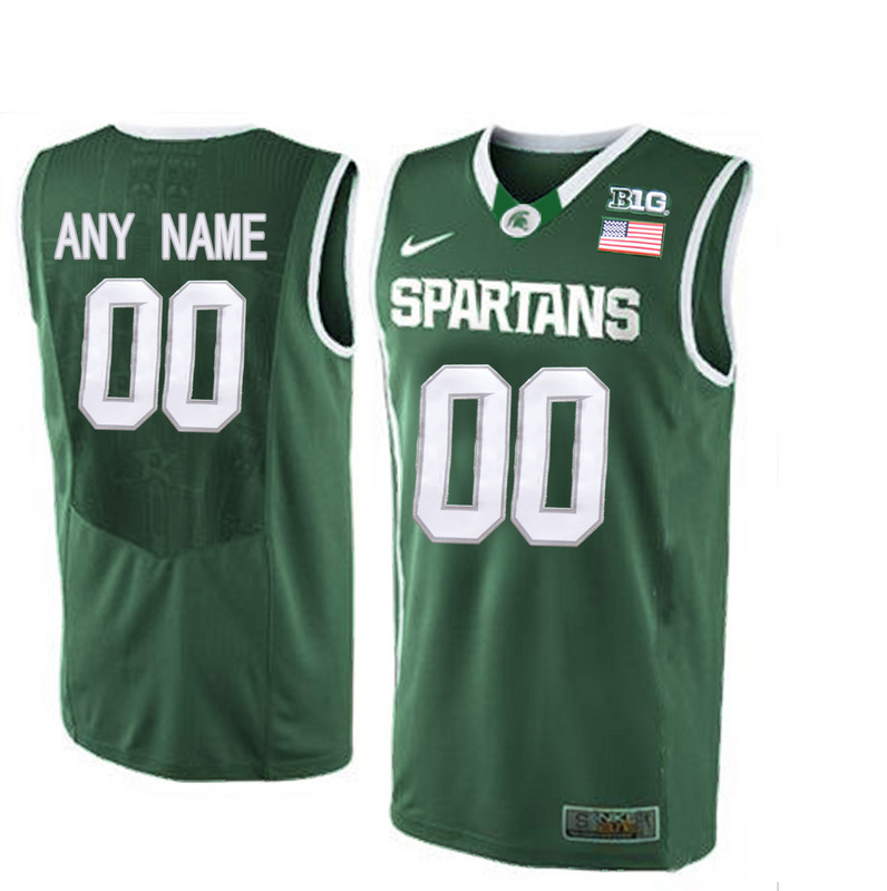 Michigan State Spartans Green Men's Customized College Basketball Jersey