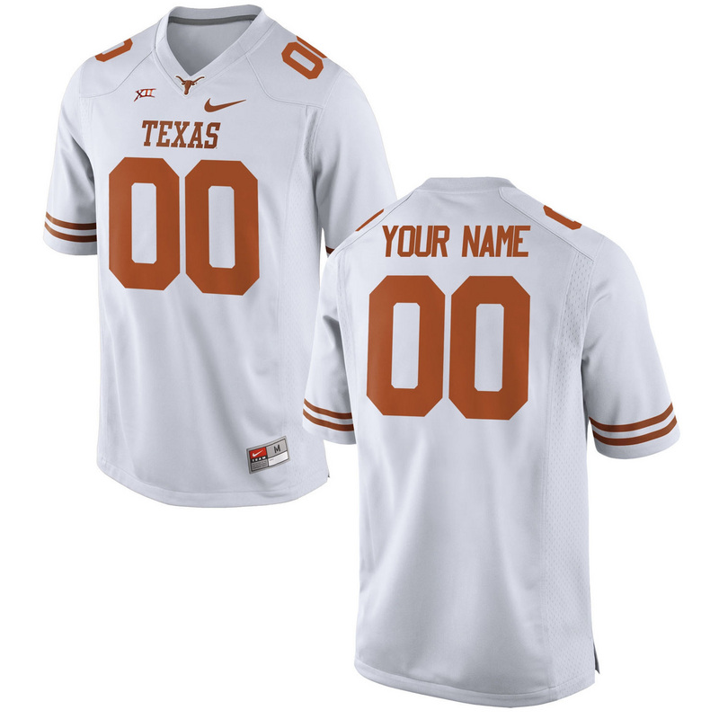 Texas Longhorns White Men's Customized College Jersey