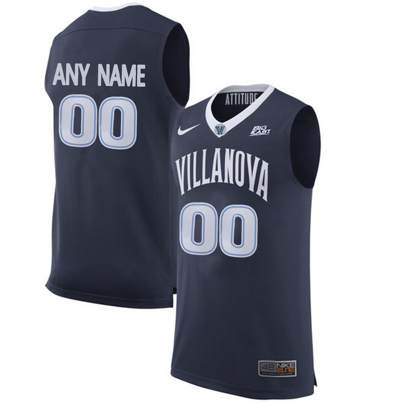 Villanova Wildcats Navy Men's Customized College Basketball Jersey - Click Image to Close