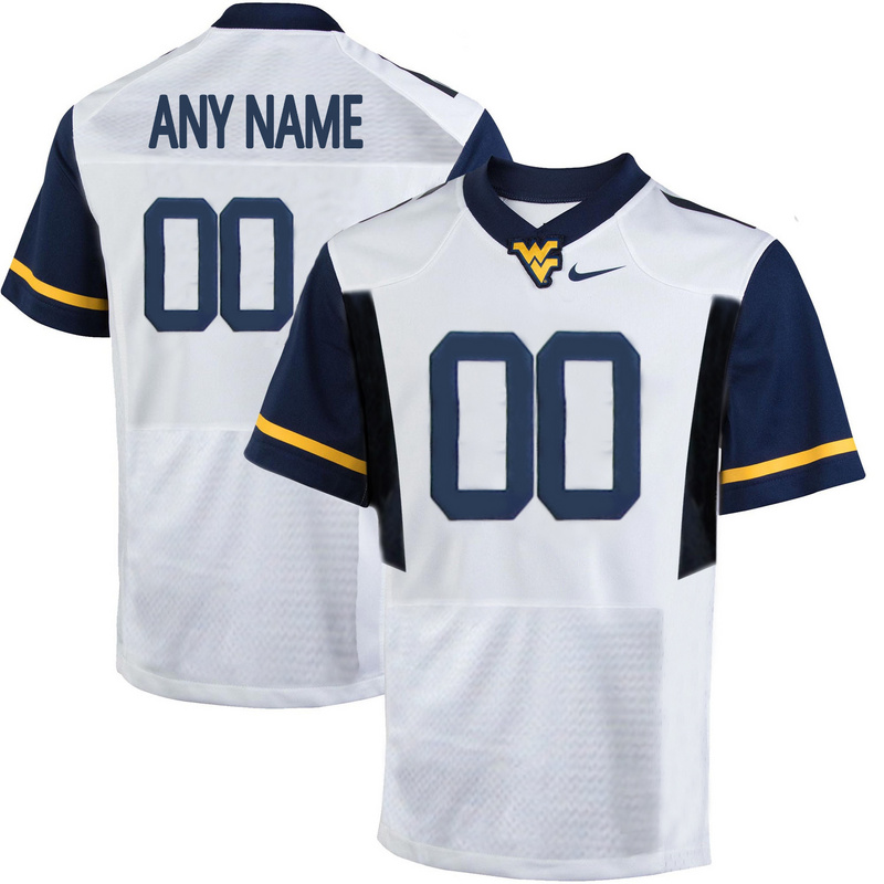 West Virginia Mountaineers White Men's Customized College Jersey - Click Image to Close