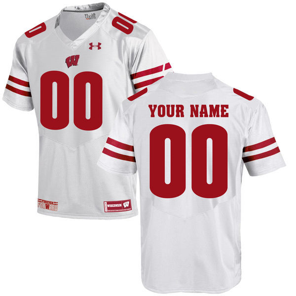 Wisconsin Badgers White Under Armour Men's Customized College Jersey